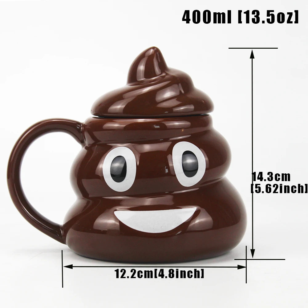 Cartoon Smile Poop Mug Tea Coffee Cup Funny Humor Gift 3D Pile of Poop Mugs with Handgrip Lid Tea Office Cup Drinkware 400Ml