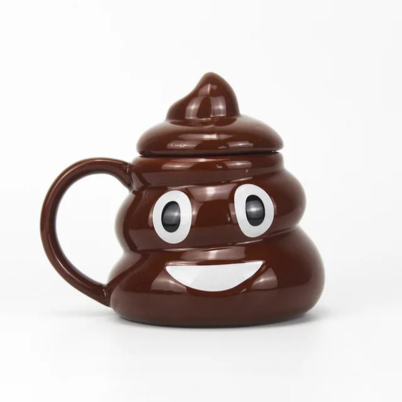 Cartoon Smile Poop Mug Tea Coffee Cup Funny Humor Gift 3D Pile of Poop Mugs with Handgrip Lid Tea Office Cup Drinkware 400Ml